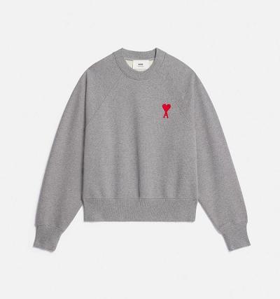 Hanorace AMI PARIS Ami de Coeur Crewneck Gri | ami_RO563