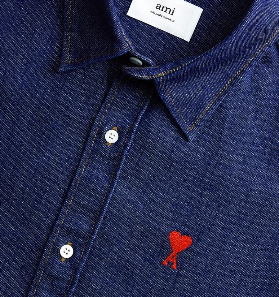 Camasa AMI PARIS Ami De Coeur Denim Bleumarin | ami_RO407