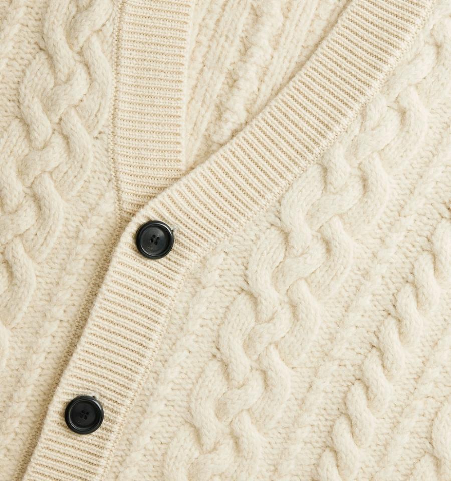 Cardigan AMI PARIS Cable Tricotate Bej | ami_RO131