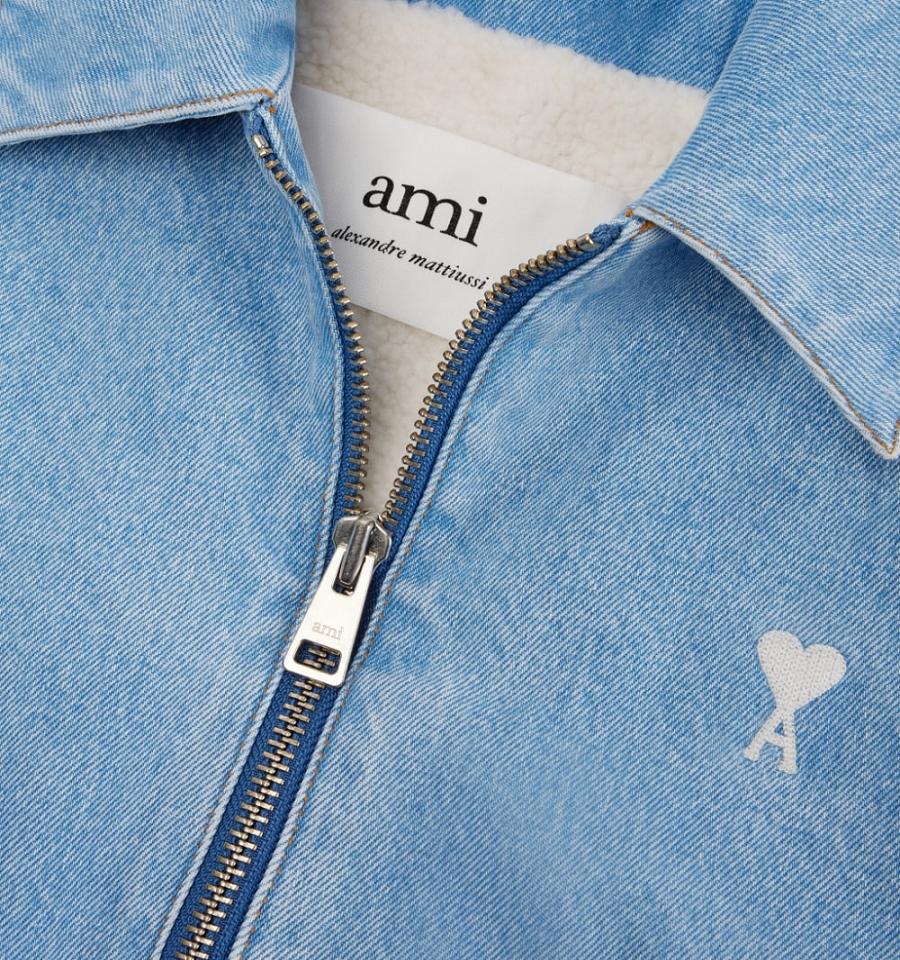 Denim AMI PARIS Ami de Cœur Zipped Denim Albastri | ami_RO251