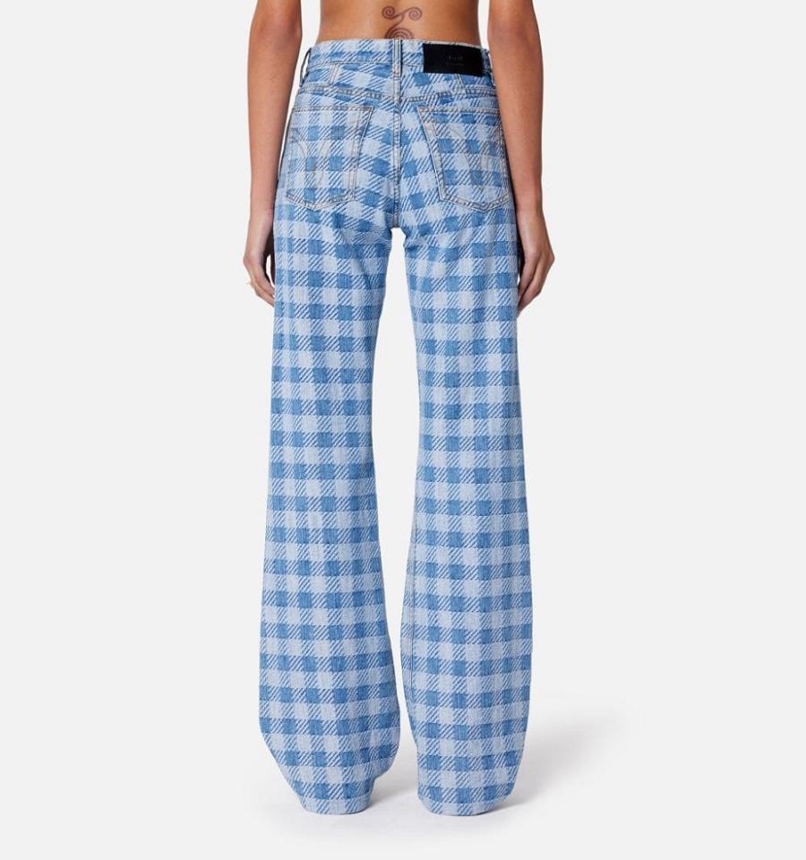 Denim AMI PARIS Gingham Pattern Jacquard Albastri | ami_RO206