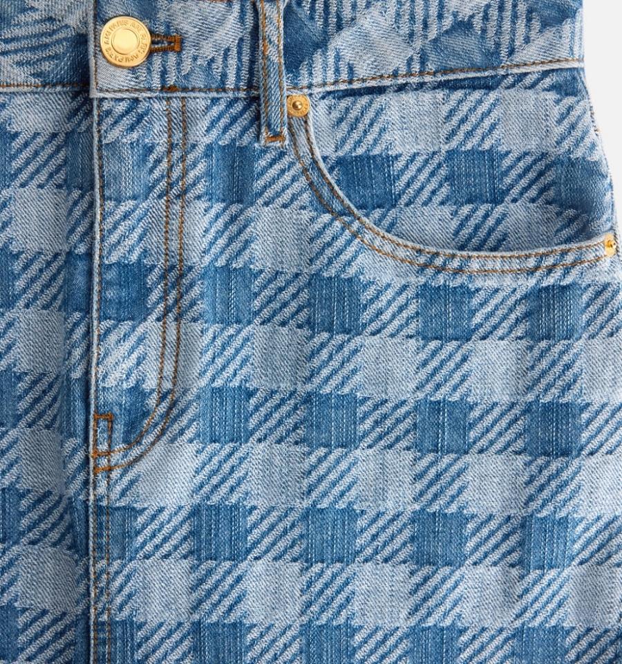 Denim AMI PARIS Gingham Pattern Jacquard Pencil Albastri | ami_RO582