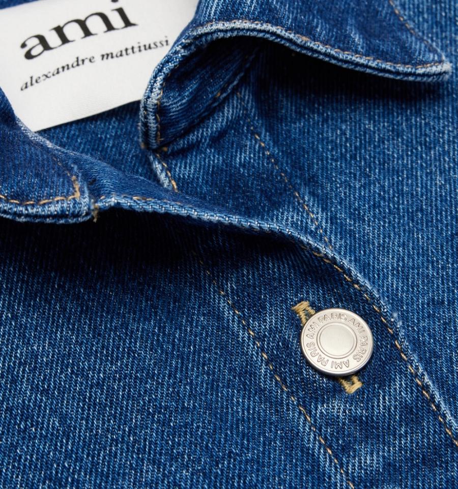 Denim AMI PARIS Overshirt With Print Albastri | ami_RO485