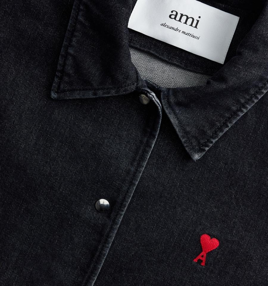 Denim AMI PARIS Press Buttons Ami De Cœur Negrii | ami_RO288