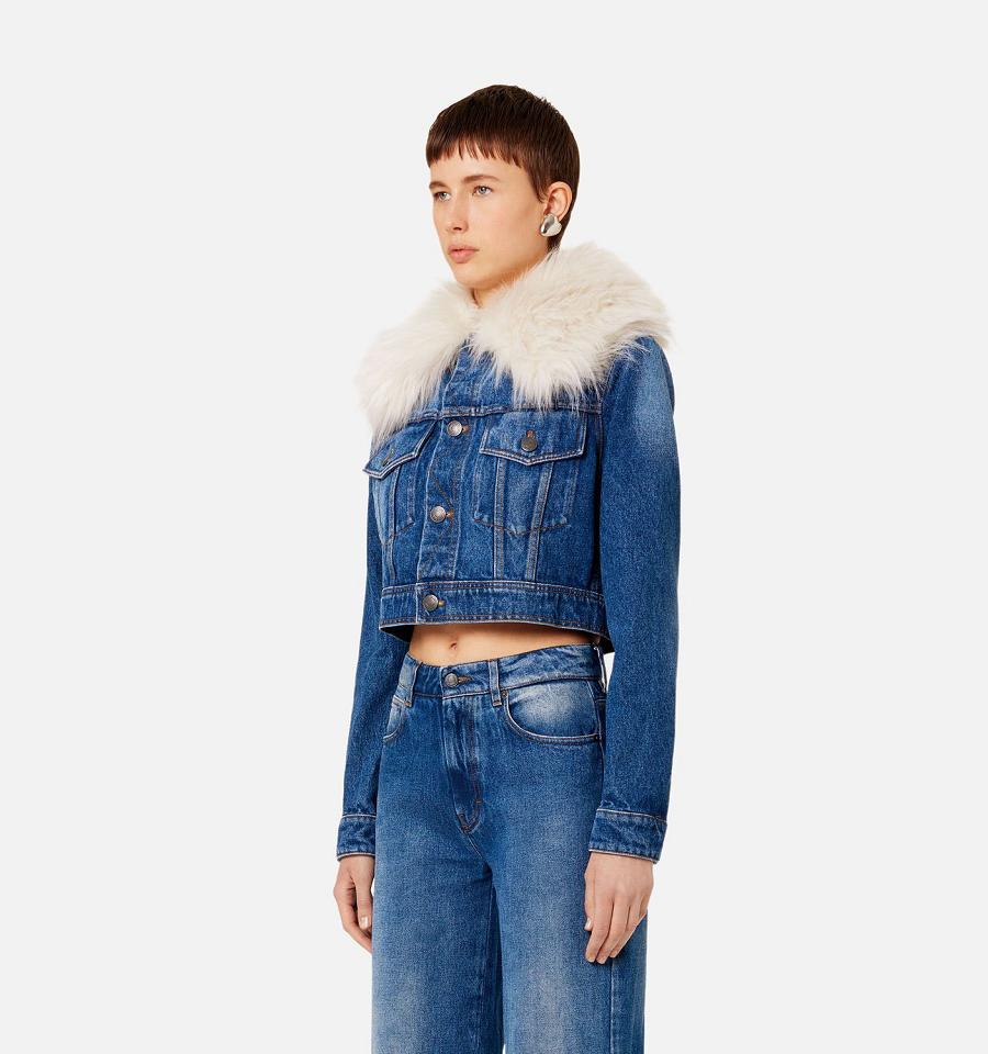 Denim AMI PARIS With Sintetica Fur Collar Albastri | ami_RO231