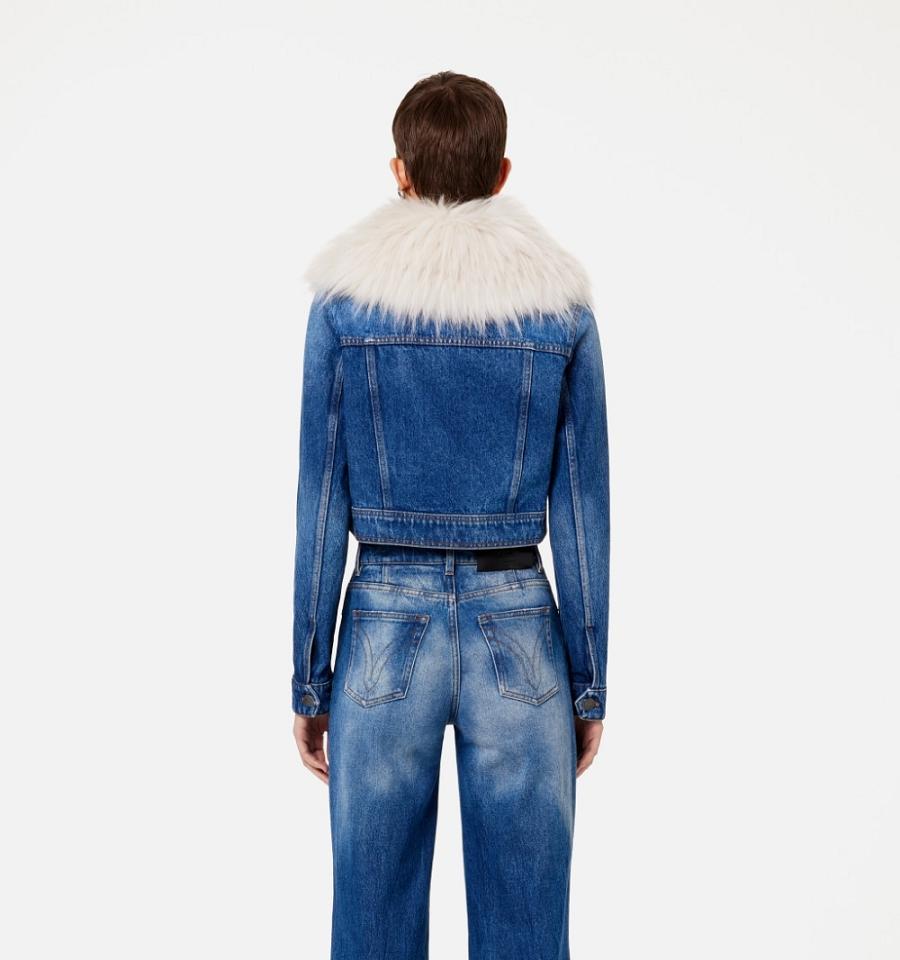 Denim AMI PARIS With Sintetica Fur Collar Albastri | ami_RO231