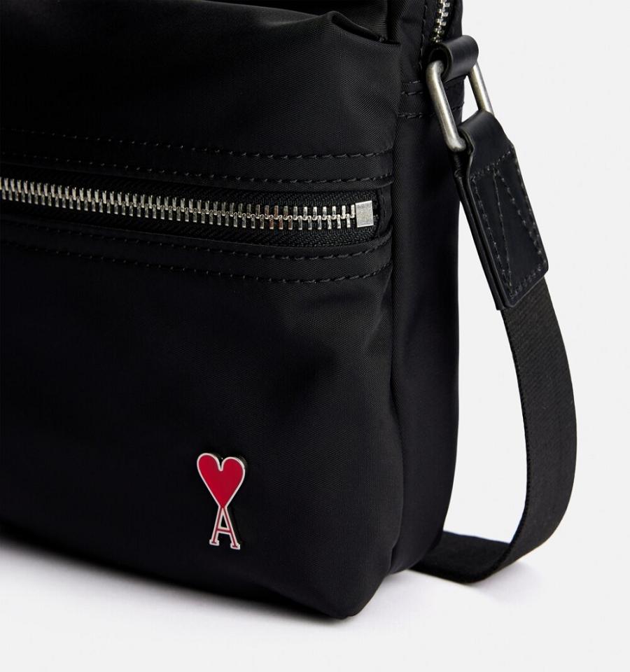 Genti AMI PARIS Ami de Coeur Crossbody Pocket Negrii | ami_RO242