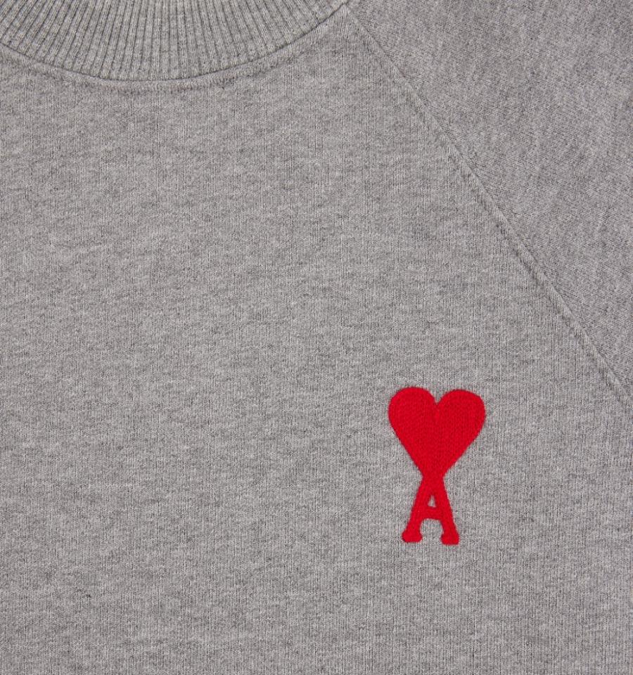 Hanorace AMI PARIS Ami de Coeur Crewneck Gri | ami_RO563