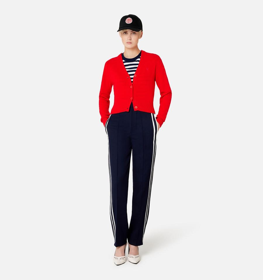 Pantaloni AMI PARIS Elasticated Talie Pants With Ribbon Bleumarin | ami_RO248