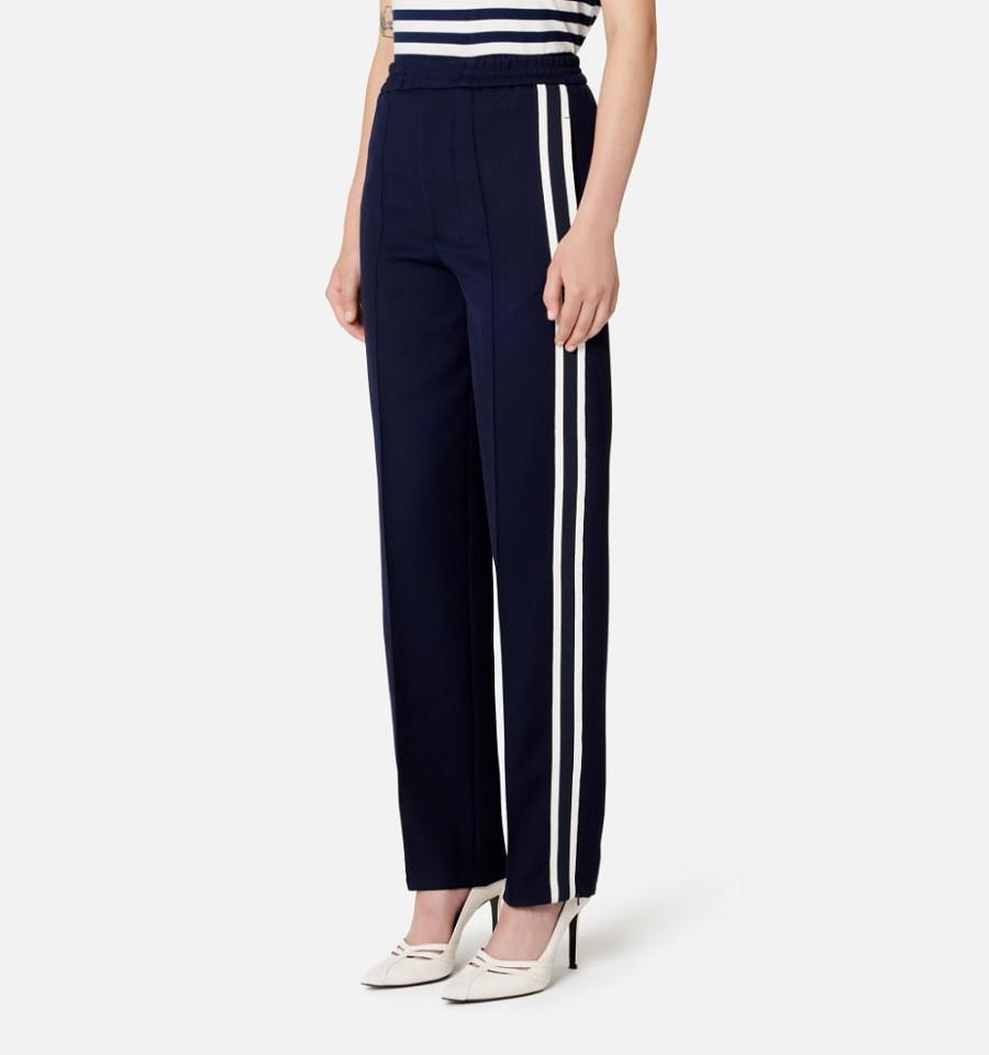 Pantaloni AMI PARIS Elasticated Talie Pants With Ribbon Bleumarin | ami_RO248