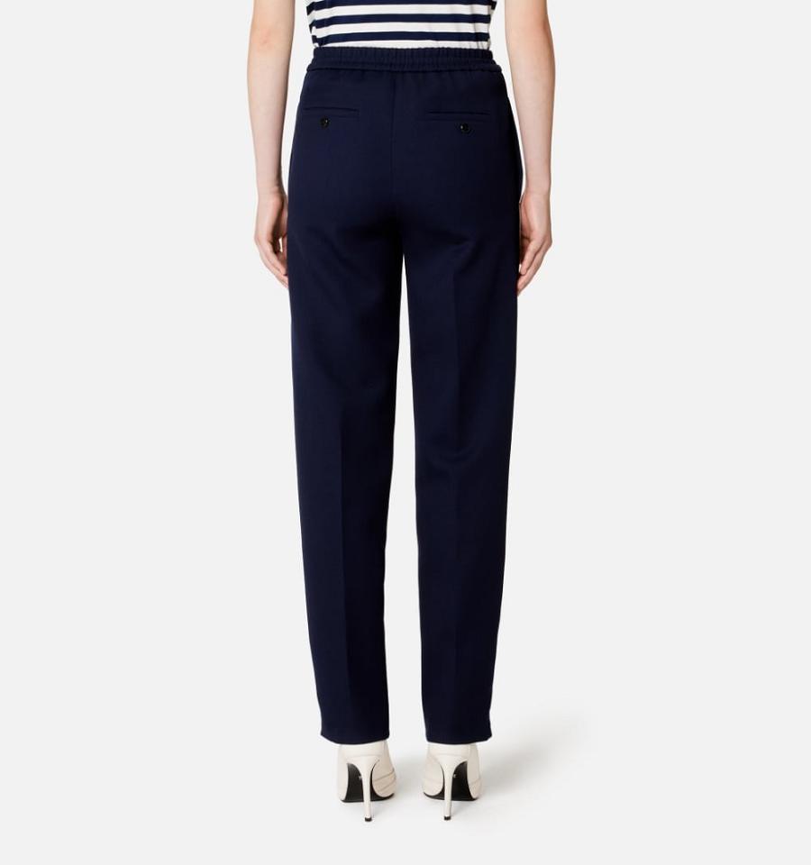 Pantaloni AMI PARIS Elasticated Talie Pants With Ribbon Bleumarin | ami_RO248