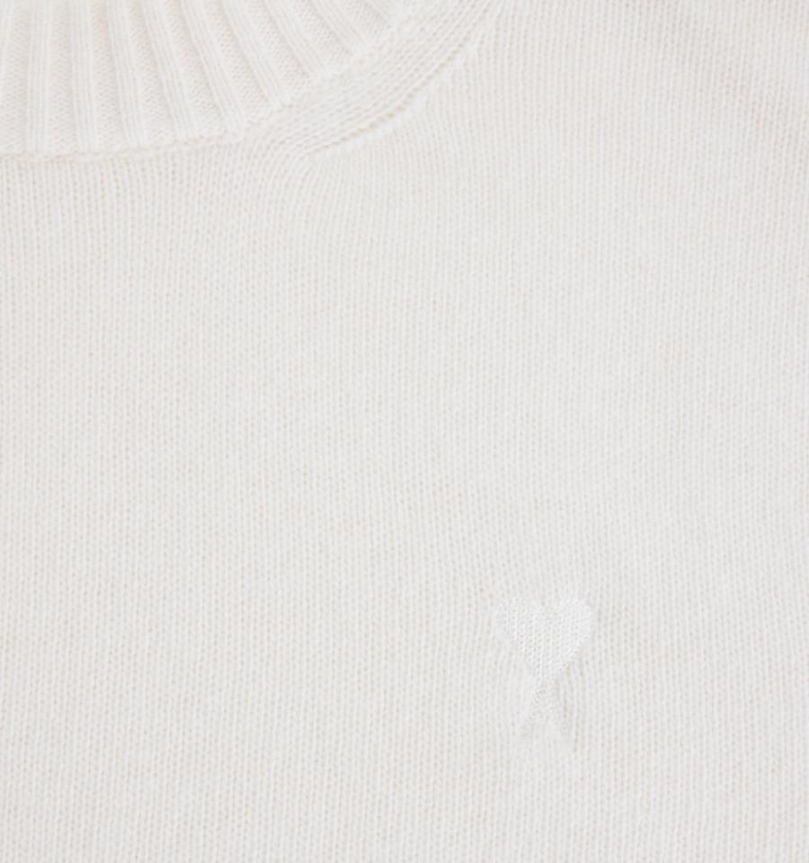 Pulovere AMI PARIS Tonal Ami de Coeur Crewneck Albi | ami_RO326