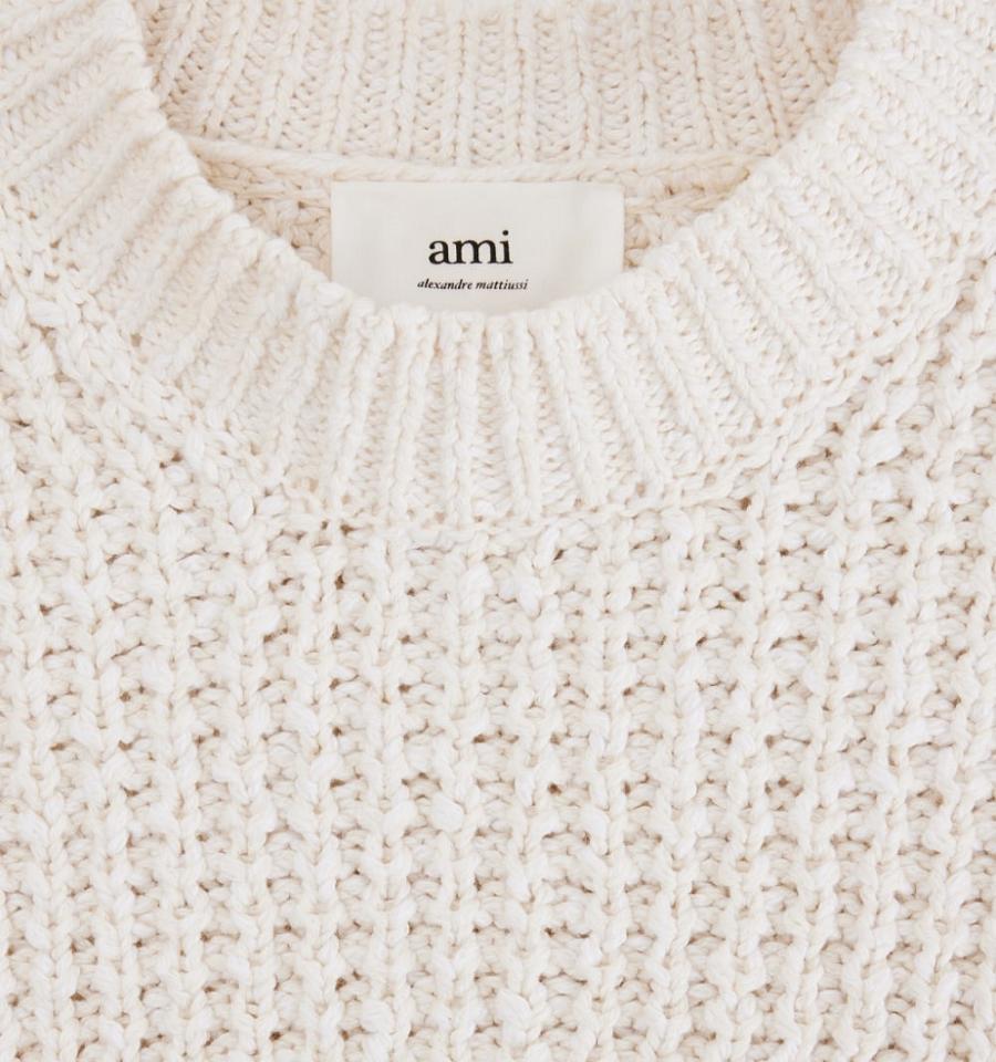 Pulovere AMI PARIS Waffle Knit Albi | ami_RO494