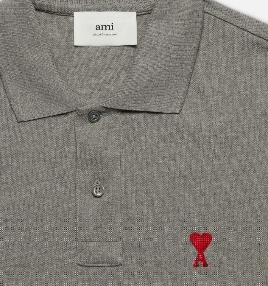 Tricouri Polo AMI PARIS Ami de Coeur Polo Gri | ami_RO417